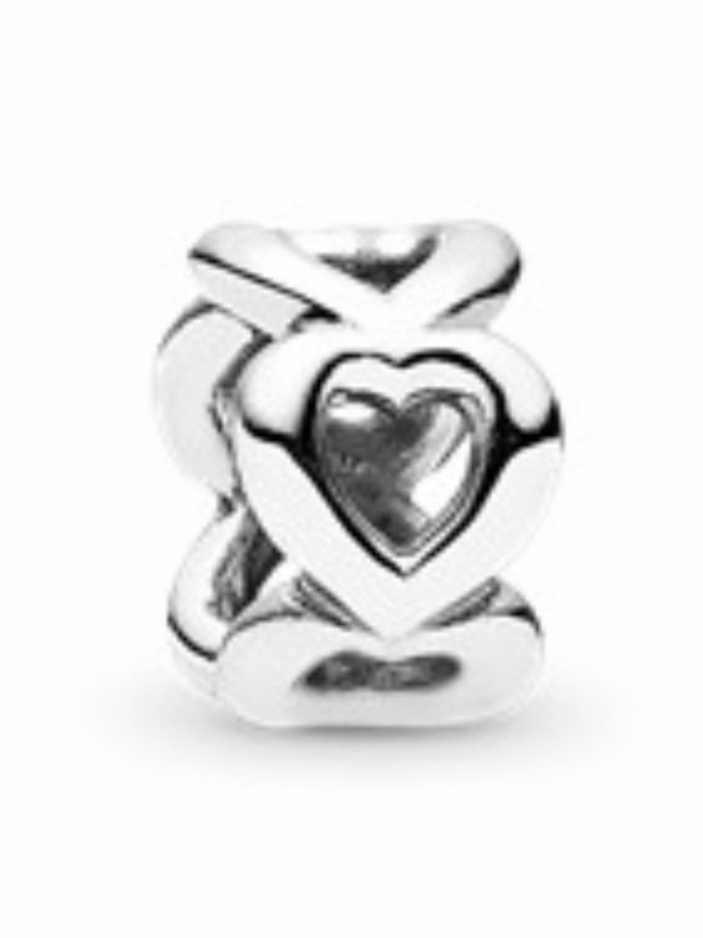 EUC Pandora Sterling Silver Open Heart Spacer Charm Bracelet Romantic Retired